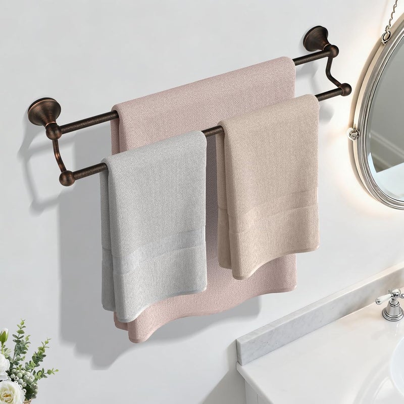 Ntipox Antique Bathroom Double Towel Bar Oil Rubbed Bronze, 24 Inch Towel Racks for Bathroom Wall Mounted,Bathroom Towel Holder Bronze,Two Towel Rod Hanger for Hotel - Image 3